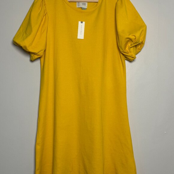 Anthropologie Saturday Sunday Sunny Day Yellow Puff Sleeve Tunic Dress Sz Small - Picture 3 of 4